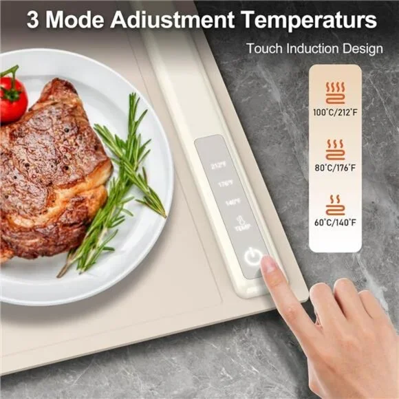 Electric Warming Tray with Adjustable Temperature, Warming Tray Silicone,